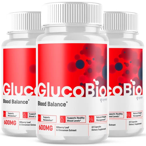 (3 Pack) Gluco Bio Blood Sugar Balance Pills, GlucoBio Heart Health 180 Capsules
