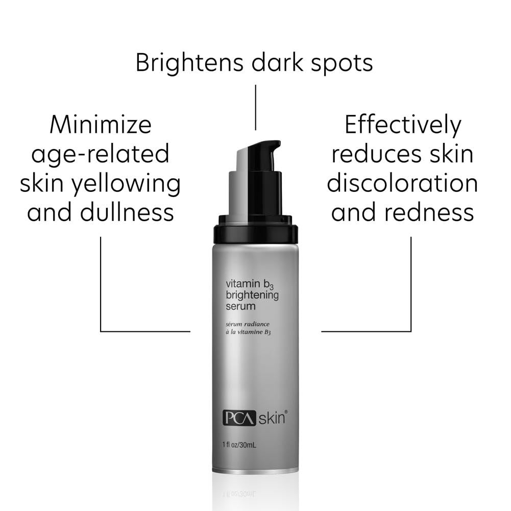 PCA SKIN Vitamin B3 Brightening Serum, Anti Aging Serum for Dark Spots and Skin Discoloration, Made with Hydrating Niacinamide and Antioxidants, Helps Minimize Redness and Uneven Skin Tones, 1.0 Pump