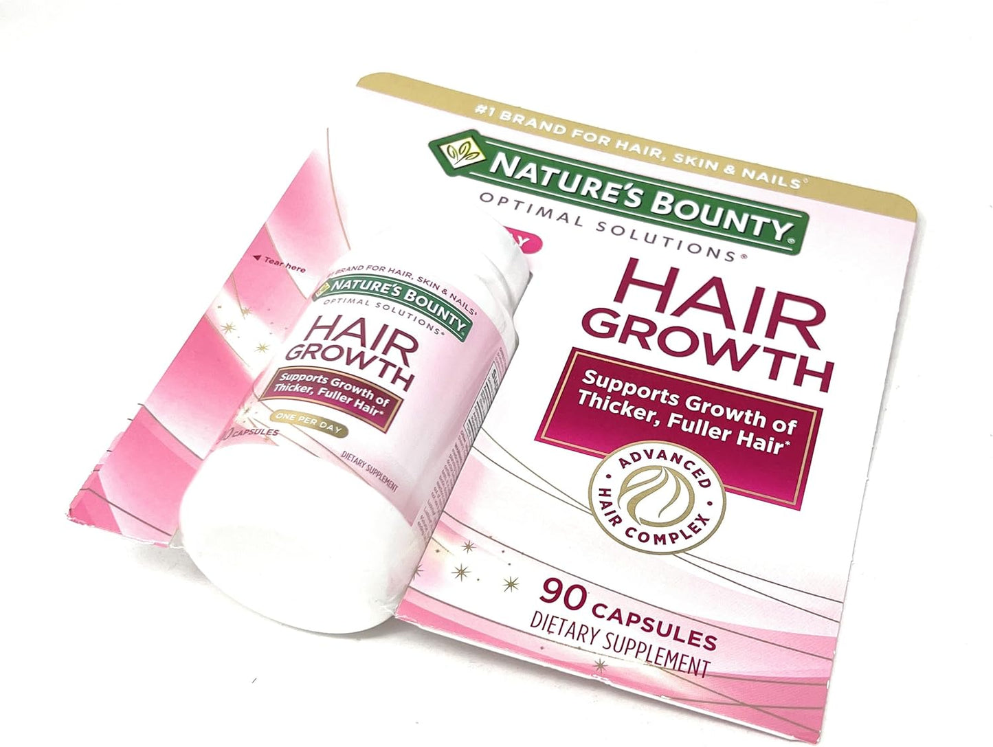 Nature's Bounty Hair Growth Supplement, 1 Per Day, Clinically Shown to Support Thicker, Fuller Hair, with Biotin, Silicon & Arginine, 90 Capsules