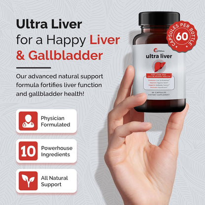 Ultra Liver Supplement for Liver Support and Gallbladder Support - Powered by TMG, NAC Milk Thistle, and More - Taurine Supplement - 60 Capsules