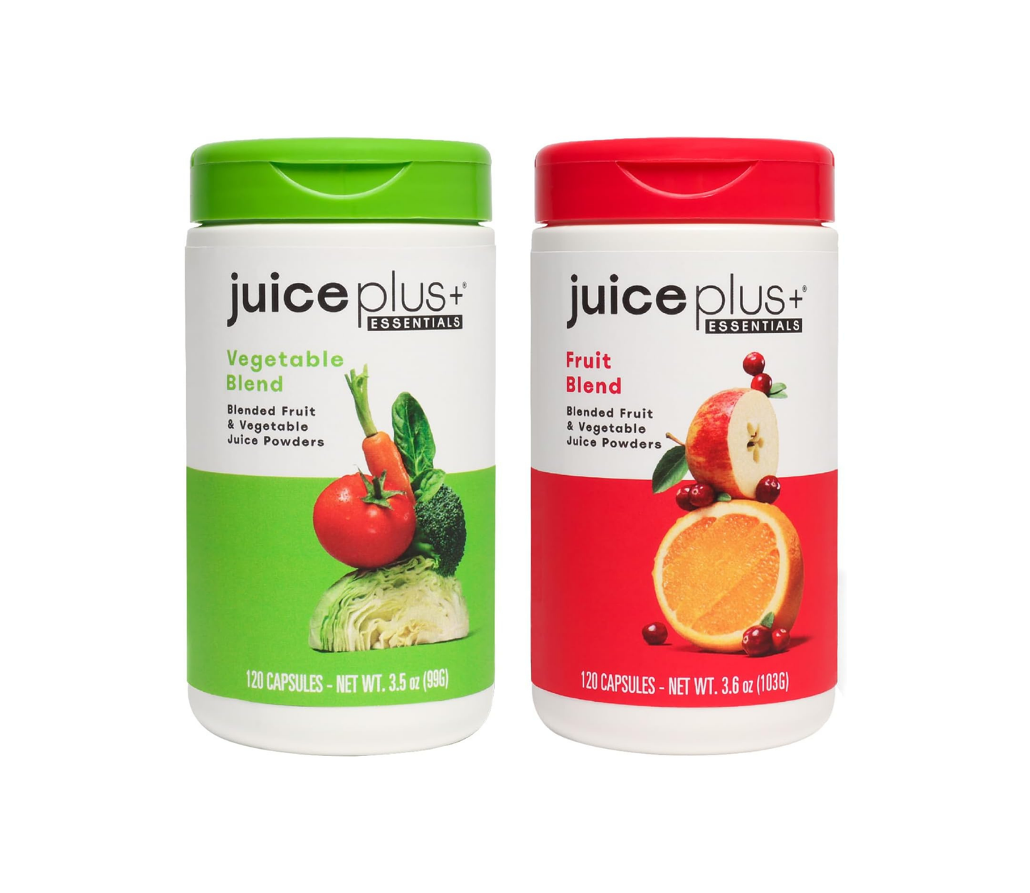Juice Plus+ Fruit & Vegetable Blend - Fruit and Vegetable Supplement - Whole Food Ingredients like Kale, Beet, Cranberry and More - Vegan, Non-GMO - 2 Bottles (120 Capsules Each)