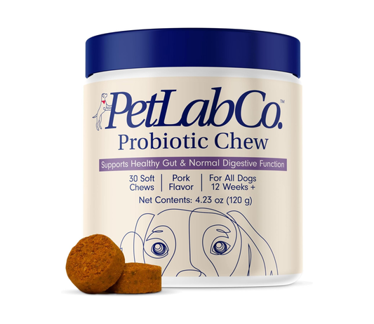 PetLab Co. Probiotics for Dogs, Support Gut Health, Occasional Diarrhea, Digestive Health & Seasonal Allergies - Pork Flavor - 30 Soft Chews - Packaging May Vary