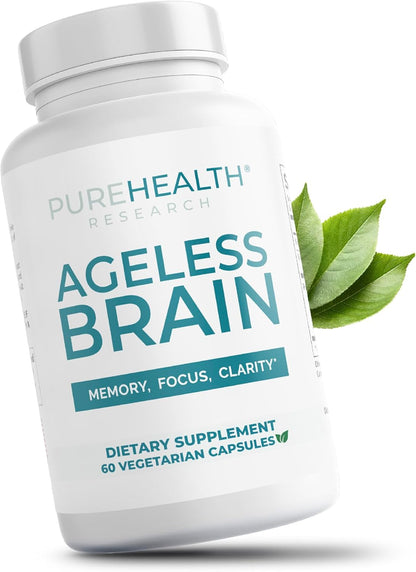 Ageless Brain Supplements for Memory and Focus - Nootropic Brain Health Supplement for Adults - with Bacopa Monieri, Alpha GPC, L - Tyrosine, Vitamin B6, Niacin & More, 60 Capsules - Wholesale Rabbits