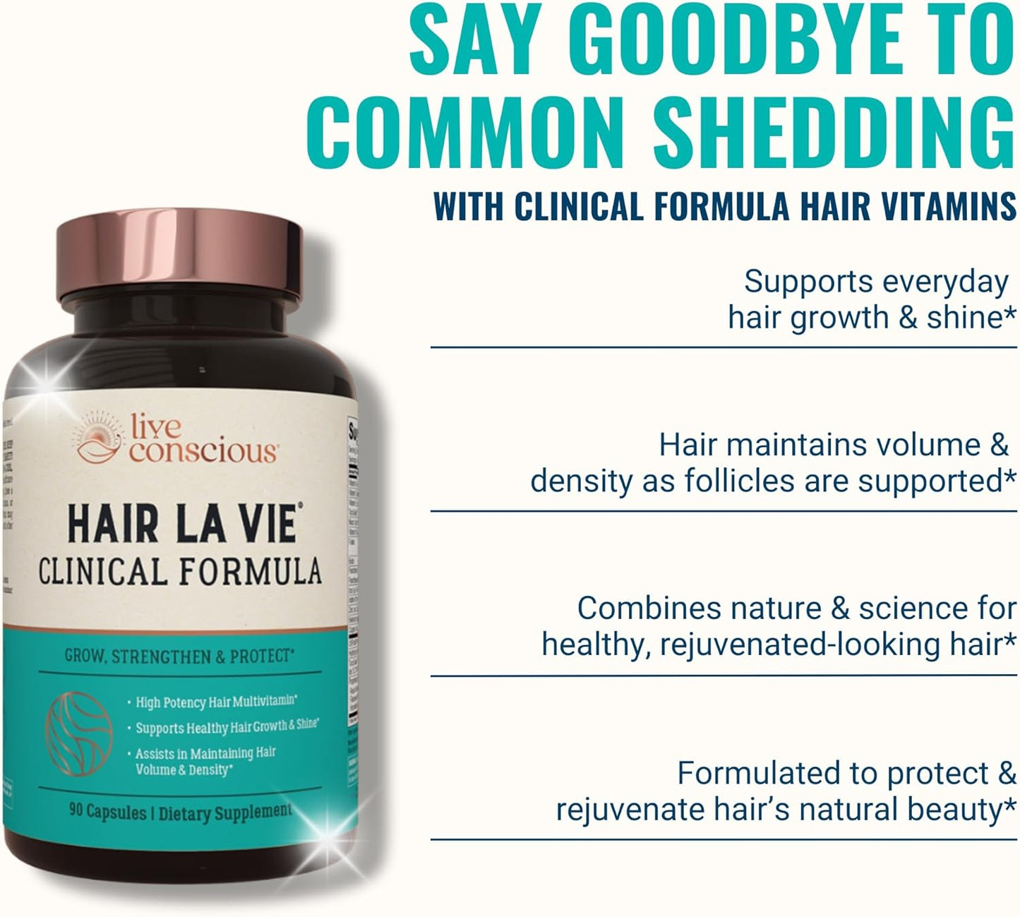 Hair La Vie Live Conscious Clinical Formula Hair Growth Vitamins for Women and Men w/Biotin 5000mcg, Collagen & Saw Palmetto (Pack of 1) - Wholesale Rabbits
