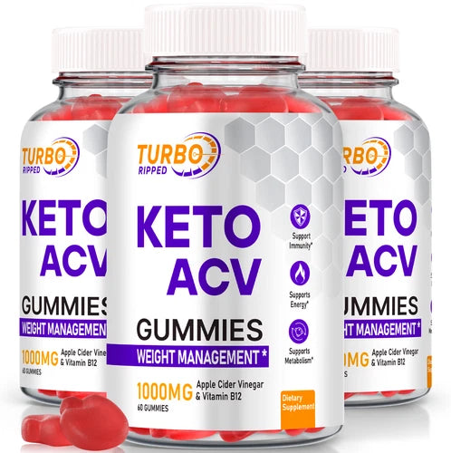 (3 Pack) Turbo Ripped Keto ACV Weight Loss Gummies to Burn Fat for Energy