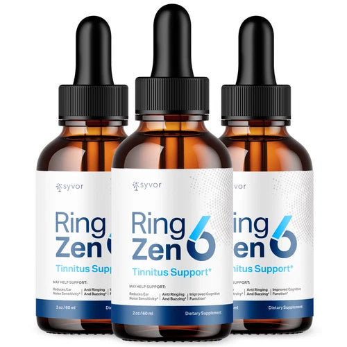 Ring Zen 6 Ear Health Drops All Natural Formula Hearing Supplement (3 Pack)