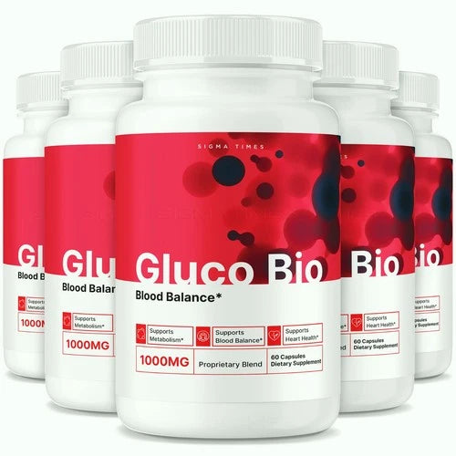 (5 Pack) Gluco Bio Blood Sugar Balance Pills, GlucoBio Heart Health Capsules