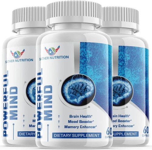 Powerful Mind Nootropic Capsules - Brain Productivity Support Supplement -3 Pack