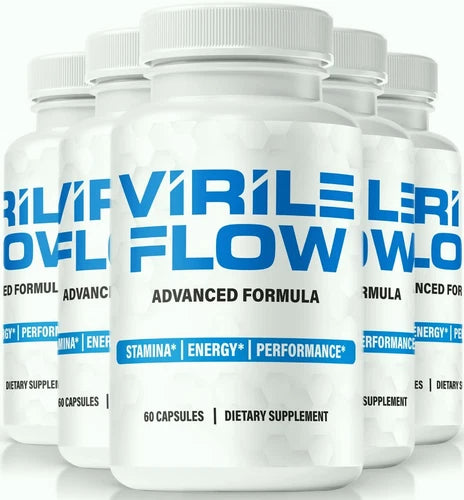 (5 Pack) Virile Flow for Men Pills, Performance Booster, Virility Formula