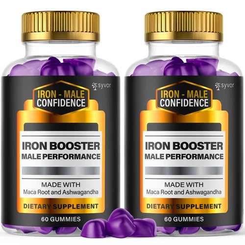 (2 Pack) Iron Male Confidence Men's, Iron Booster Gummies Supplement 120 Gummies