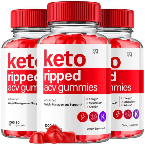 (3 Pack) Keto Ripped Gummies, KetoRipped ACV Gummies Weight Loss (180 Gummies)