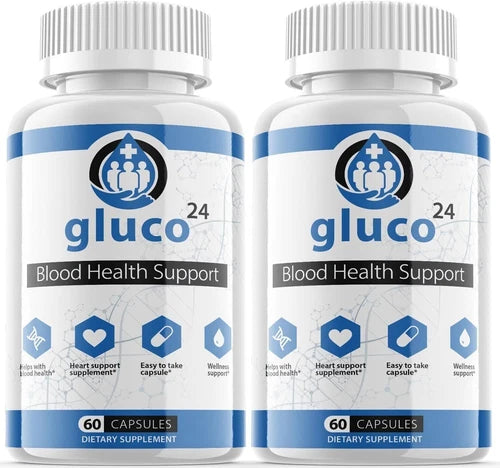 (2 Pack) Gluco 24 Blood Sugar Support, Gluco24 Blood Sugar Pills (120 Capsules)