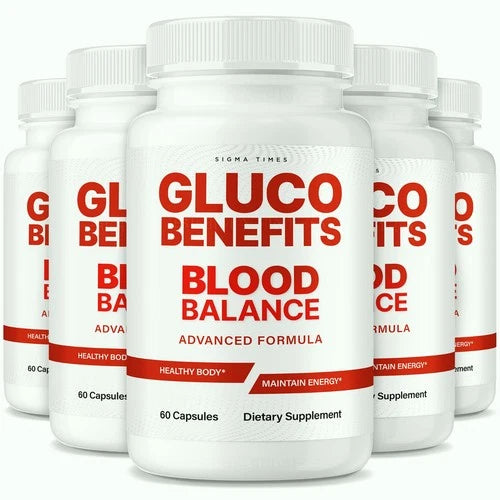 (5 Pack) Gluco Benefits Capsules, Advanced Blood Support for Stable Levels