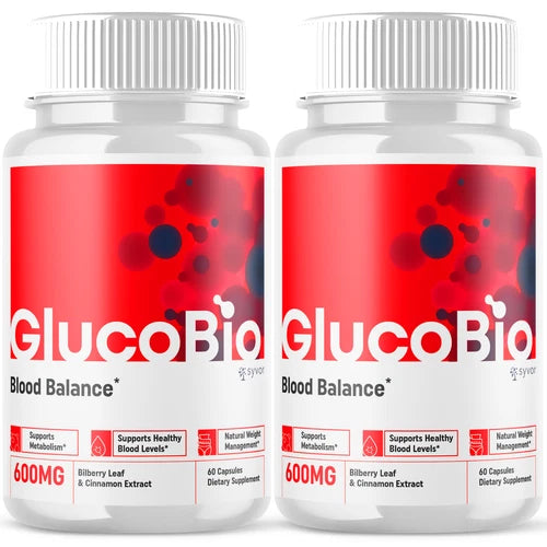(2 Pack) Gluco Bio Blood Sugar Balance Pills, GlucoBio Heart Health 120 Capsules