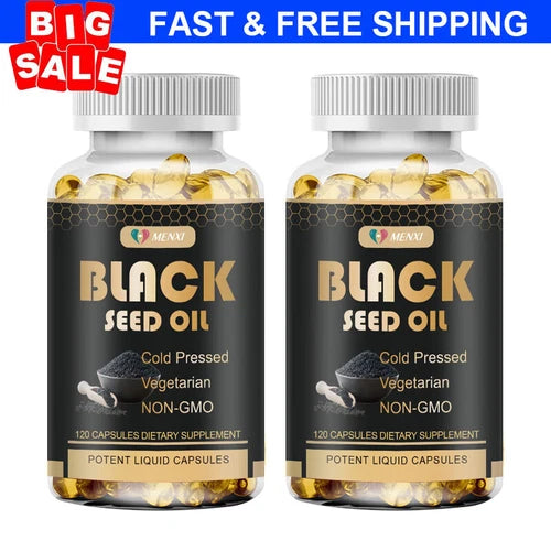 2PC 1000mg Black Seed Oil,Premium Cold Pressed,Non-GMO,Vegan,Premium Black Seed