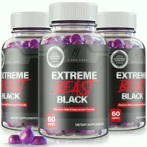 (3 Pack) Extreme Beast Black Gummies for Men, Advanced Male Health Gummy