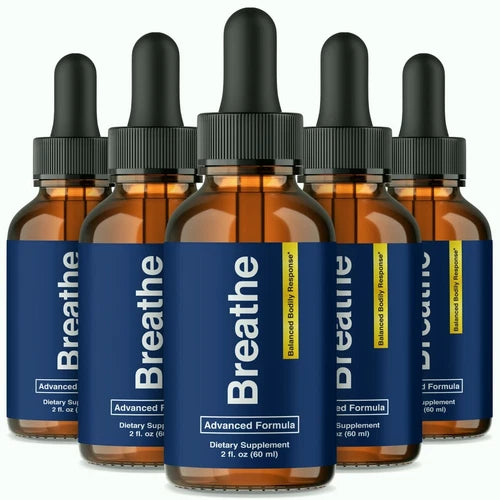 (5 Pack) Breathe Drops for Lung Cleanse & Detox, Respiratory Support Droppers