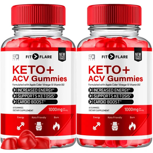 (2 Pack) Fit Flare Keto + ACV Gummies, Fit Flare Ketosis Support (120 Gummies)