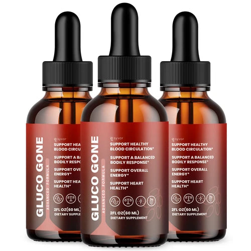 (3 Pack) Gluco Gone Blood Support Drops Advanced Vitamin Supplement 90 Servings