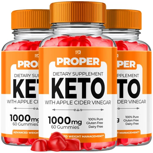 (3 Pack) Proper Keto Gummies, Proper ACV Keto+ Weight Loss (180 Gummies)