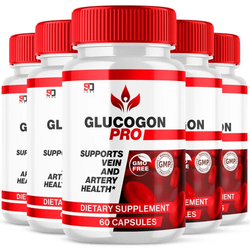 (5 Pack) Glucogon Pro Pills, Advanced Blood Sugar & Heart Health Support Formula