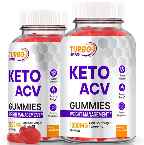 (2 Pack) Turbo Ripped Keto ACV Weight Loss Gummies to Burn Fat for Energy
