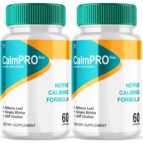 (2 Pack) CalmPro5 Calm Pro 5 Nerve Support Pills Calming Supplement 120 Capsules