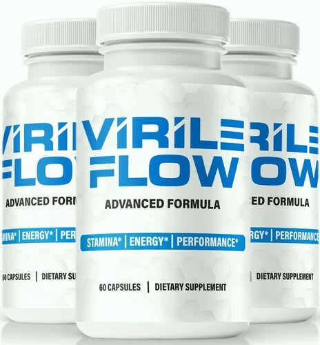 (3 Pack) Virile Flow for Men Pills, Performance Booster, Virility Formula