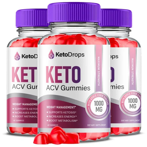 (3 Pack) Keto Drops, Keto Drops ACV Gummies Weight Loss, Burn Fat  (180 Gummies)