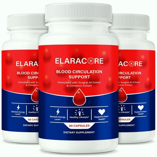 (3 Pack) Elaracore Glycogen Support Pills, Blood Formula for Natural Circulation