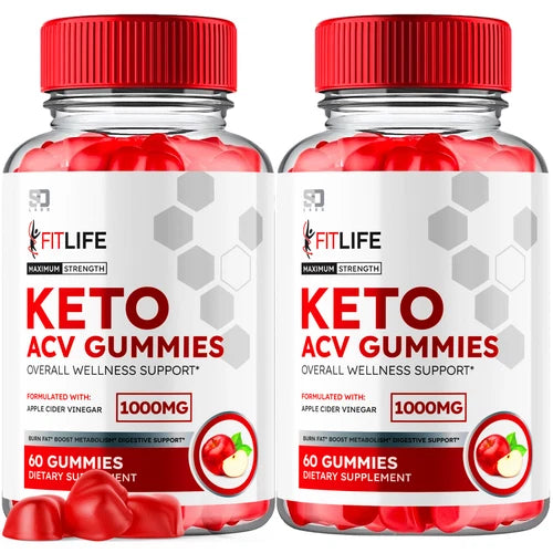 (2 Pack) Fitlife Keto Gummies, Fit Life ACV Gummies Weight Loss (120 Gummies)