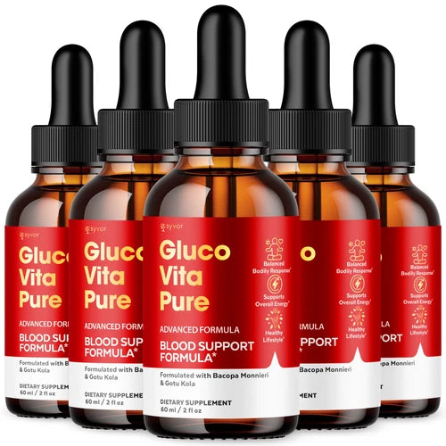 (5 Pack) Gluco Vita Pure Blood Support Drops Advanced Vitamin Supplement 2ML