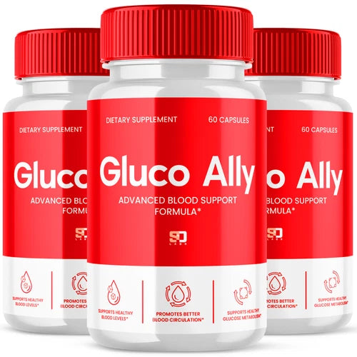 (3 Pack) Gluco Ally Pills - Gluco Ally Blood Health Support Formula - 180 Caps