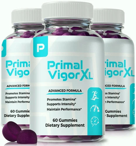 (3 Pack) Primal Vigor XL for Men, Male Gummies for Energy and Vitality