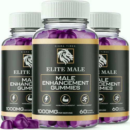 (3 Pack) Elite Male Gummies Men, Performance Enhancement Formula, Maximum Energy