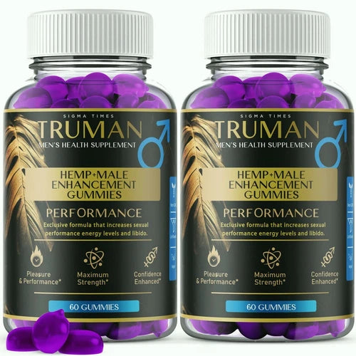 (2 Pack) Truman Men Gummies, Tru man Male Performance Supplement, TrumanMale