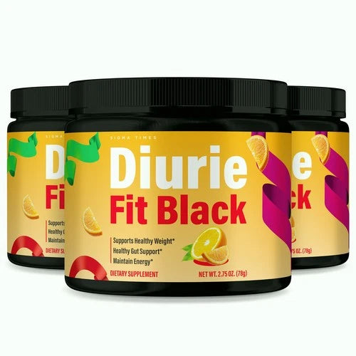 (3 Pack) Diurie Fit Black Powder - Original Formula for Natural Weight Loss
