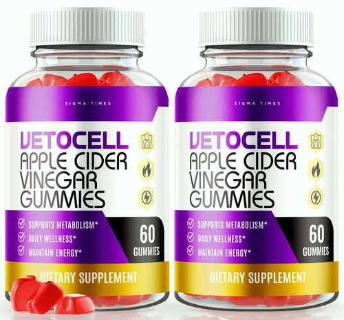 (2 Pack) VetoCell Apple Cider Vinegar Gummies for Advanced Weight Loss & Energy