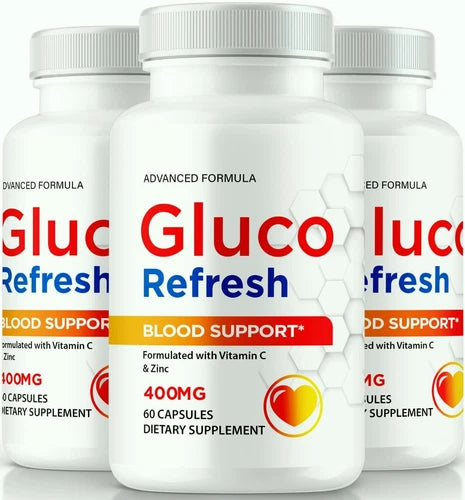 (3 Pack) Gluco Refresh Blood Sugar Support Pills, Advanced Blood Health Capsules
