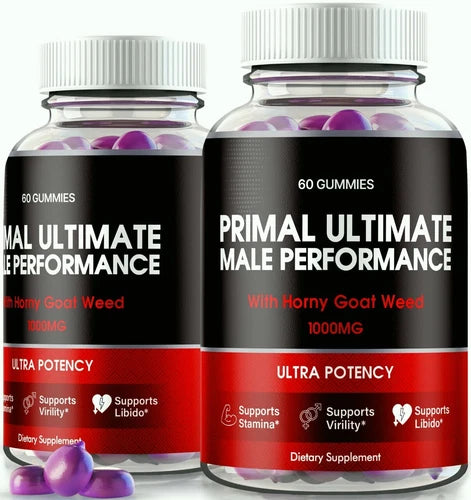 (2 Pack) Primal Ultimate Male Performance Gummies, Enhancement Gummy for Men