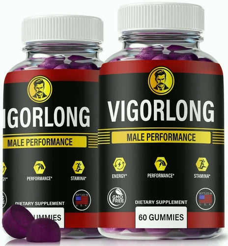 (2 Pack) VigorLong Gummies for Men ed, Male Performance & Endurance Gummy