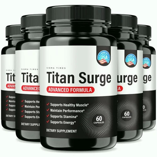 (5 Pack) Titan Surge for Men, TitanSurge Supplement for Peak Performance