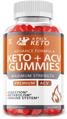 (1 Bottle) 6 Pack Keto ACV Gummies, Fat Burner, Appetite Suppressant (60 Gummies