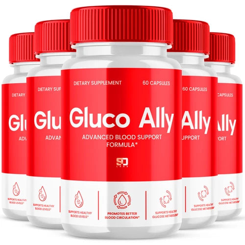 (5 Pack) Gluco Ally Pills - Gluco Ally Blood Health Support Formula - 300 Caps