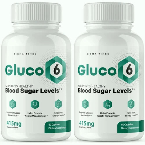 (2 Pack) Gluco6 Blood Sugar Supplement, Gluco 6 Capsules