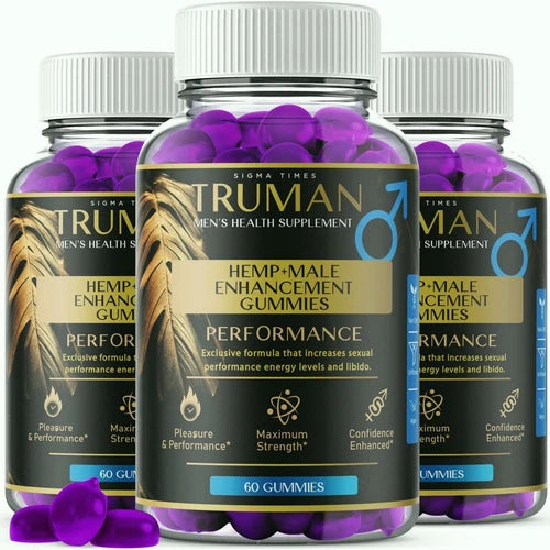 (3 Pack) Truman Men Gummies, Tru man Male Virility Supplement, TrumanMale