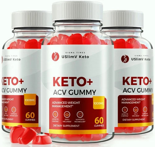 (3 Pack) USlimV Keto + ACV Gummy, USlimV Keto Gummies for Weight loss & Wellness