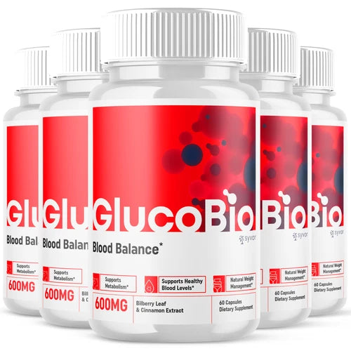 (5 Pack) Gluco Bio Blood Sugar Balance Pills, GlucoBio Heart Health 300 Capsules