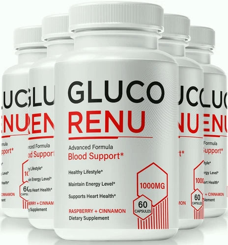 (5 Pack) Gluco Renu Blood Sugar Balance Support, Advanced Blood Health Capsules