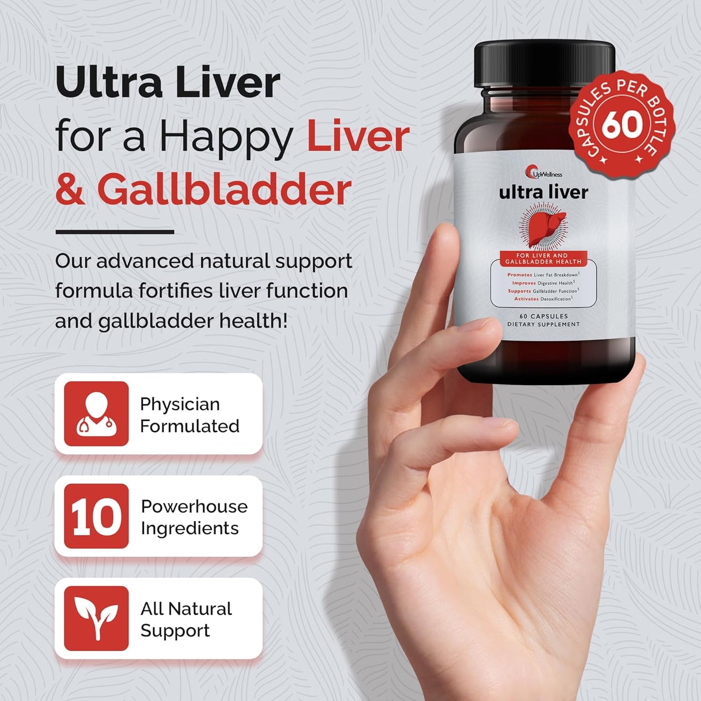 Ultra Liver Supplement for Liver Support and Gallbladder Support - Powered by TMG, NAC Milk Thistle, and More - Taurine Supplement - 60 Capsules - Wholesale Rabbits